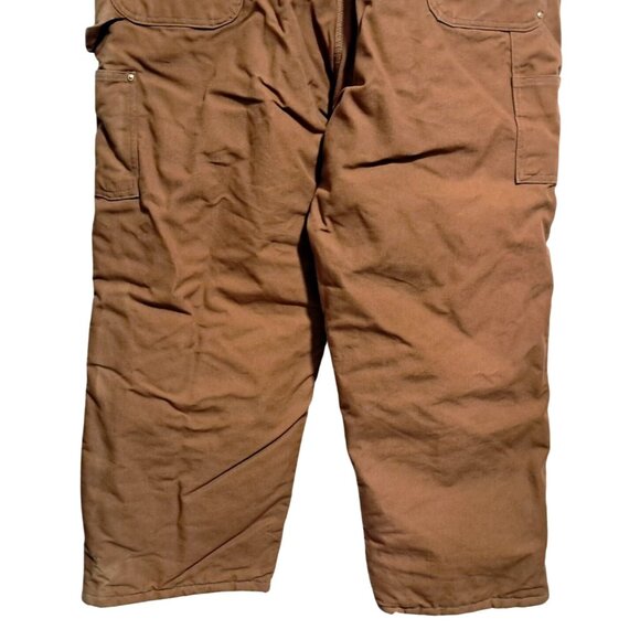 Carhartt Mens Brown Insulated Duck Bib Overalls Size 50 X 30 With Red Quilted Li - Picture 13 of 13